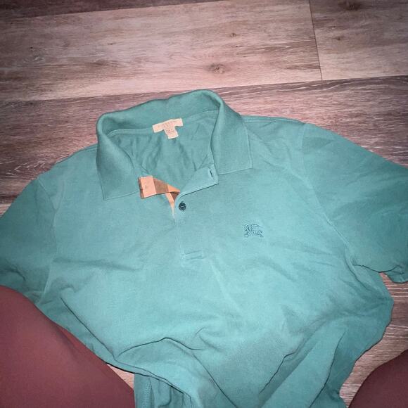 Burberry Brit Large Aqua Blue Green Classic Fit Polo - Picture 2 of 7